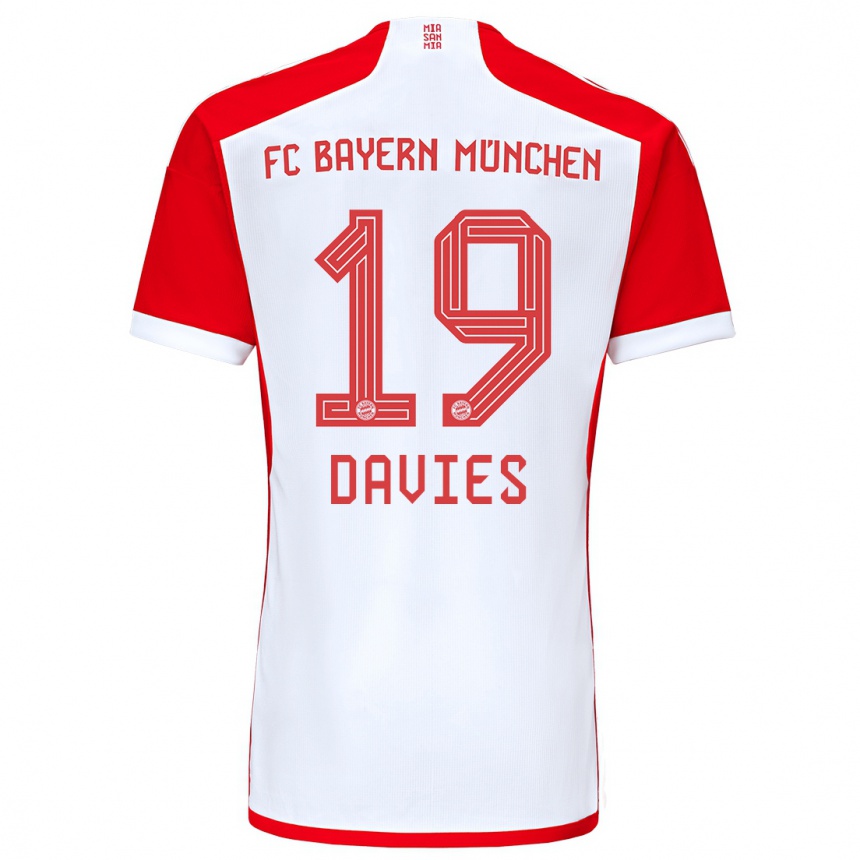 Enfant Football Maillot Alphonso Davies #19 Rouge Blanc Tenues Domicile 2023/24 Canada