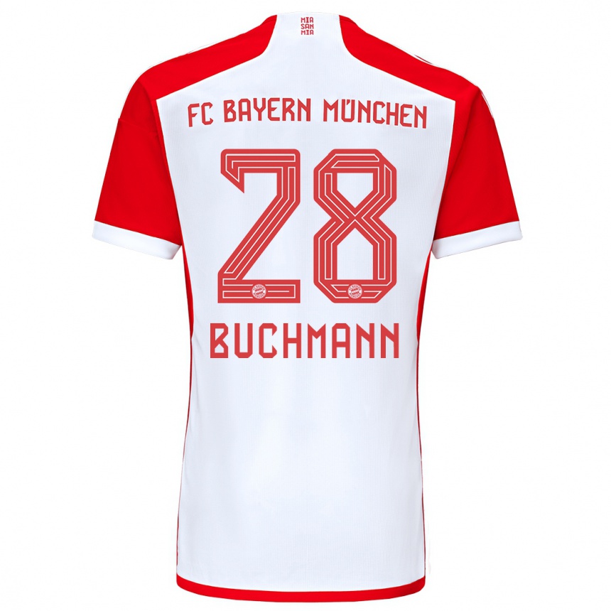 Kids  Tarek Buchmann #28 Red White Home Jersey 2023/24 T-Shirt Canada