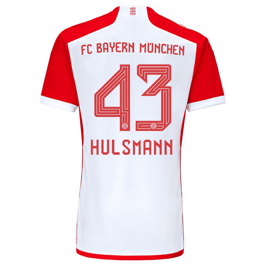 Kids  Tom Hulsmann #43 Red White Home Jersey 2023/24 T-Shirt Canada