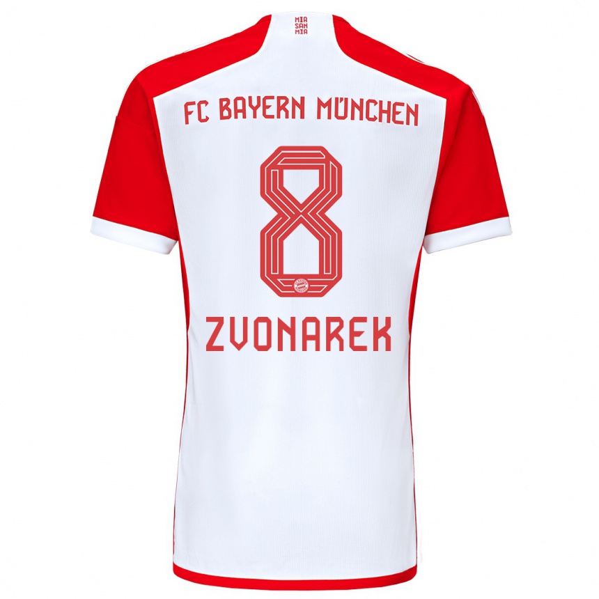 Kids  Lovro Zvonarek #8 Red White Home Jersey 2023/24 T-Shirt Canada