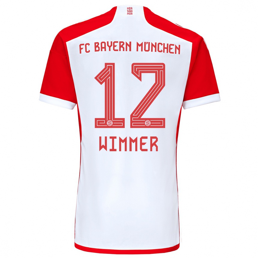 Kids  Benedikt Wimmer #12 Red White Home Jersey 2023/24 T-Shirt Canada