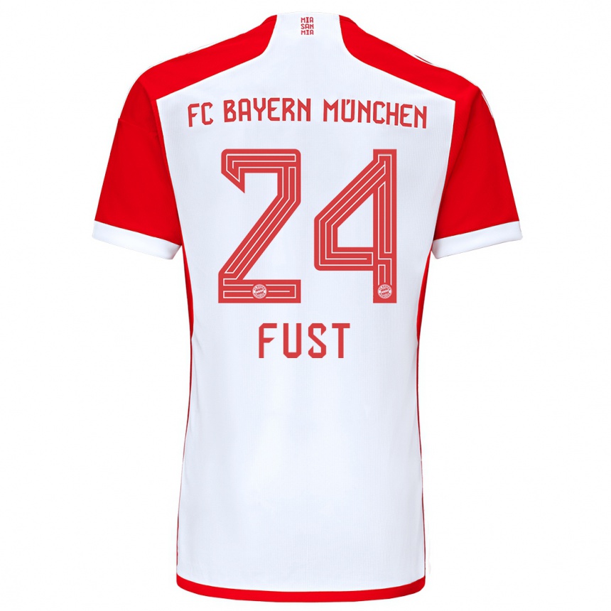 Kids Leon Fust #24 Red White Home Jersey 2023/24 T-Shirt Canada