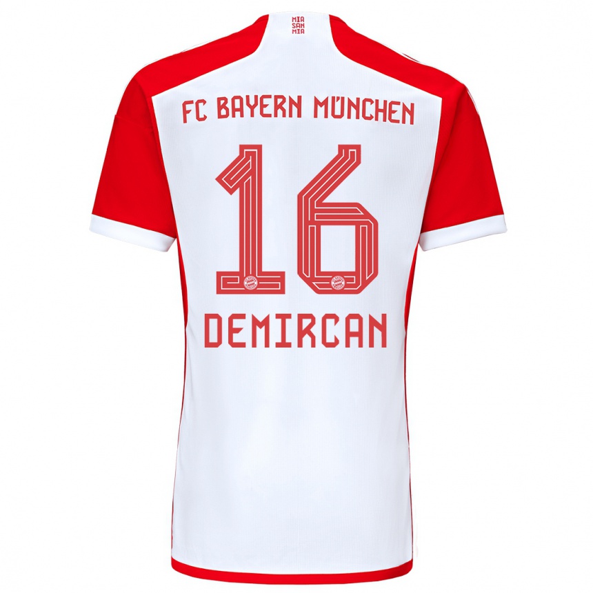 Kids  Emirhan Demircan #16 Red White Home Jersey 2023/24 T-Shirt Canada