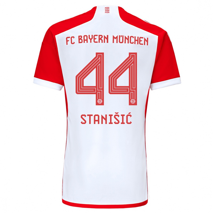 Kids  Josip Stanisic #44 Red White Home Jersey 2023/24 T-Shirt Canada