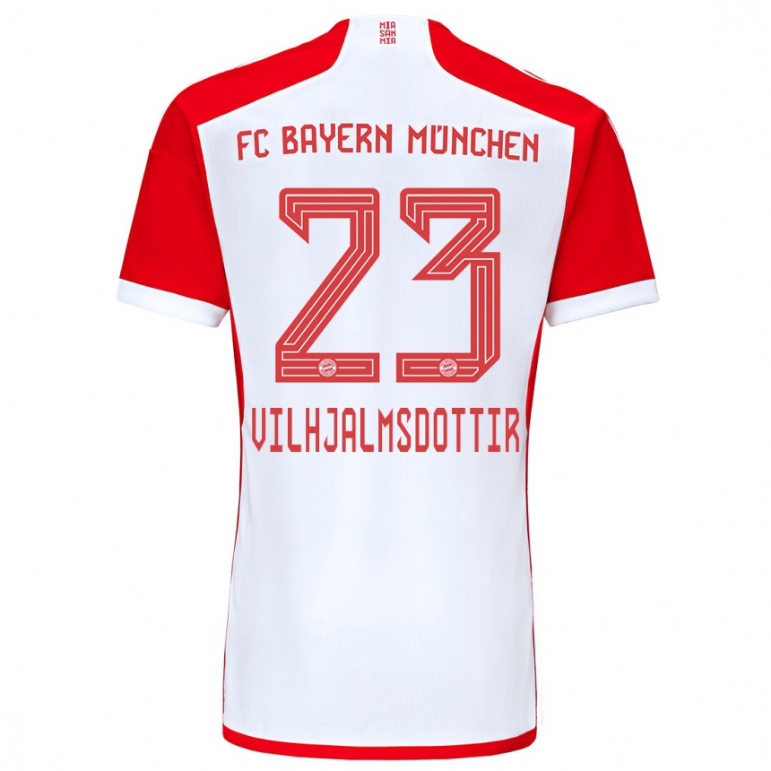 Enfant Football Maillot Karolina Lea Vilhjalmsdottir #23 Rouge Blanc Tenues Domicile 2023/24 Canada