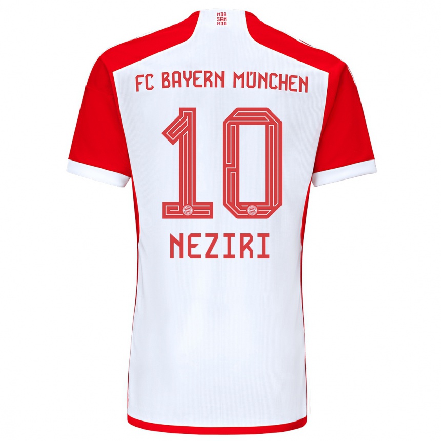 Kids  Behar Neziri #10 Red White Home Jersey 2023/24 T-Shirt Canada