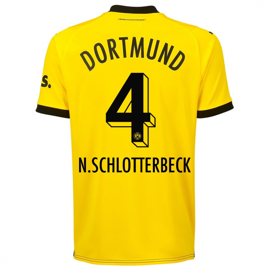 Kids  Nico Schlotterbeck #4 Yellow Home Jersey 2023/24 T-Shirt Canada