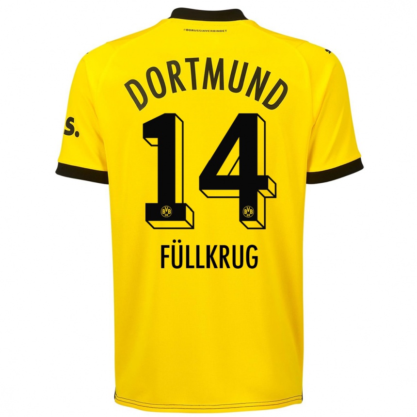 Kids  Niclas Füllkrug #14 Yellow Home Jersey 2023/24 T-Shirt Canada