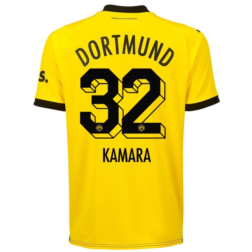 Kids  Abdoulaye Kamara #32 Yellow Home Jersey 2023/24 T-Shirt Canada