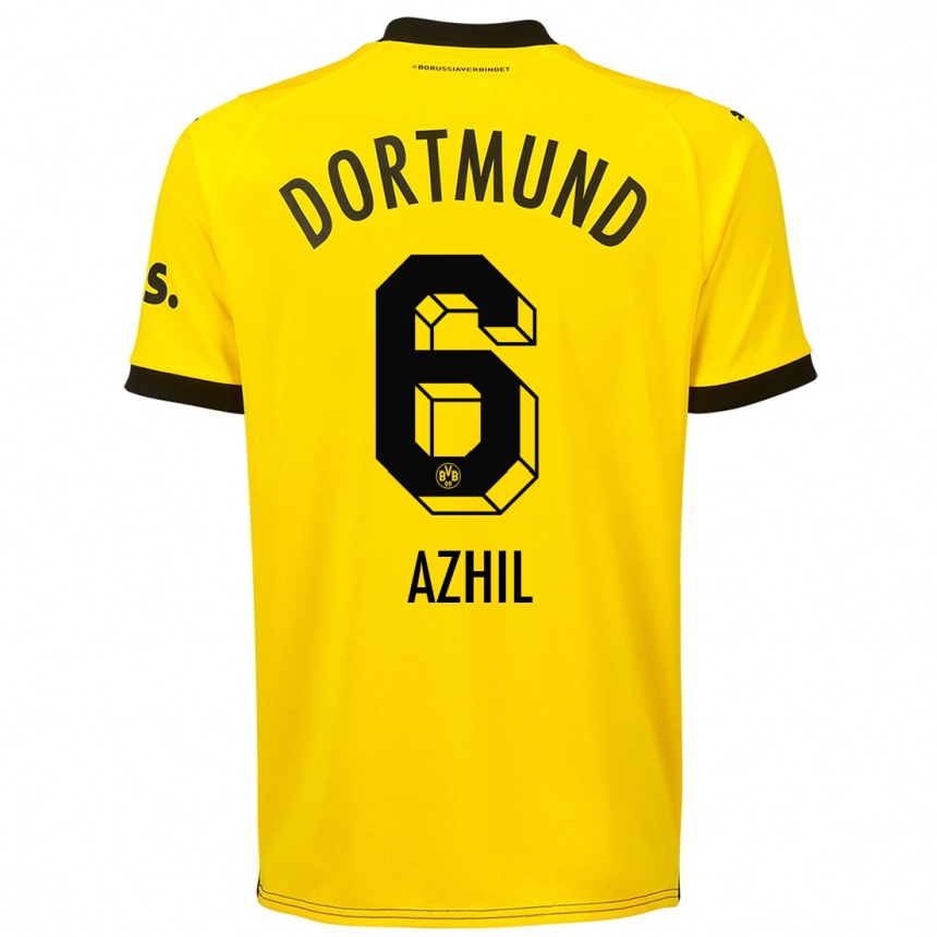 Kids  Ayman Azhil #6 Yellow Home Jersey 2023/24 T-Shirt Canada