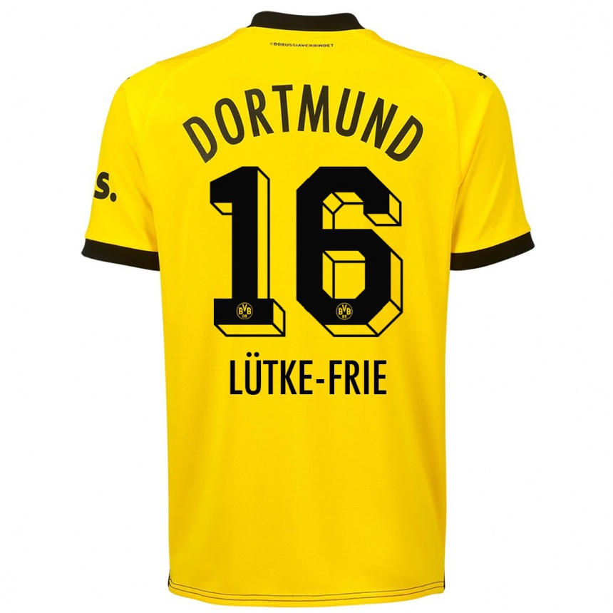 Kids Dennis Lütke-Frie #16 Yellow Home Jersey 2023/24 T-Shirt Canada