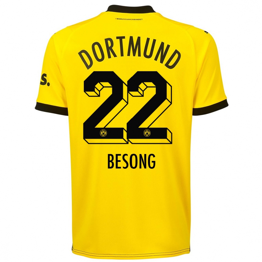 Kids  Paul-Philipp Besong #22 Yellow Home Jersey 2023/24 T-Shirt Canada