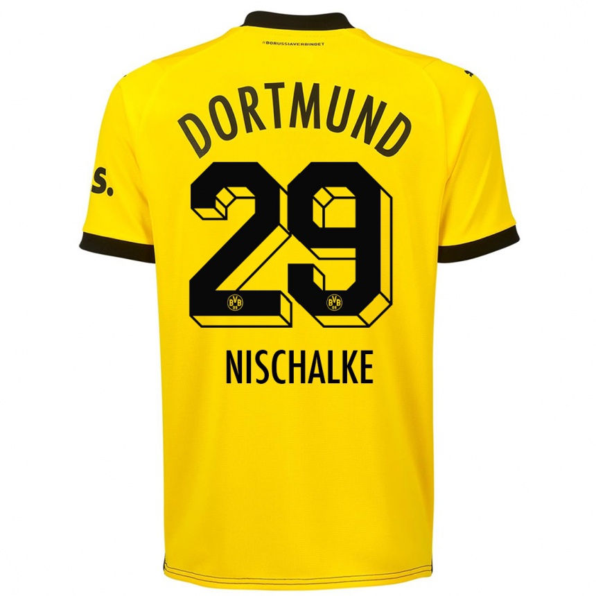 Kids  Jermain Nischalke #29 Yellow Home Jersey 2023/24 T-Shirt Canada