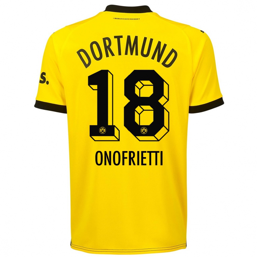 Kids  Vincenzo Onofrietti #18 Yellow Home Jersey 2023/24 T-Shirt Canada