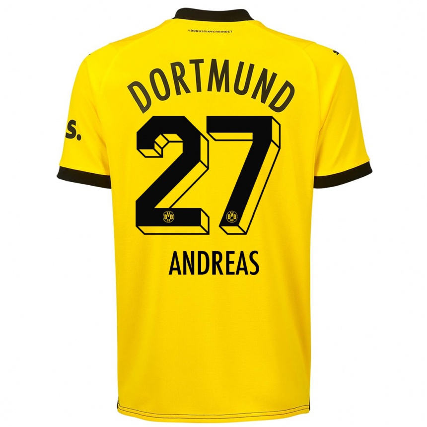 Kids  Kuno Andreas #27 Yellow Home Jersey 2023/24 T-Shirt Canada