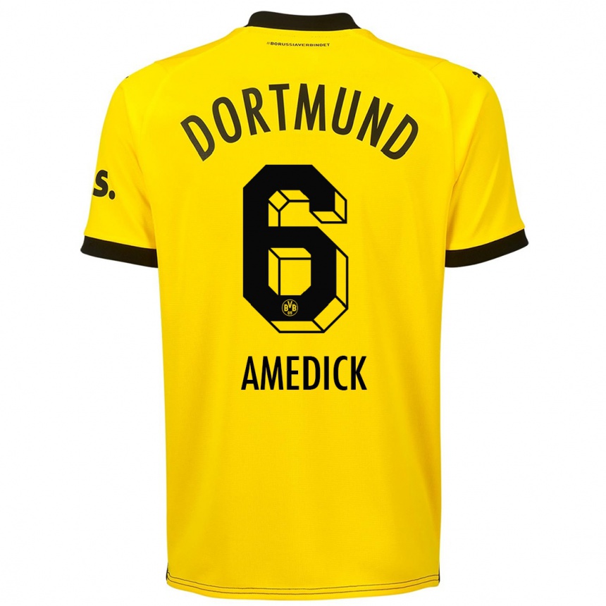 Kids  Maik Amedick #6 Yellow Home Jersey 2023/24 T-Shirt Canada