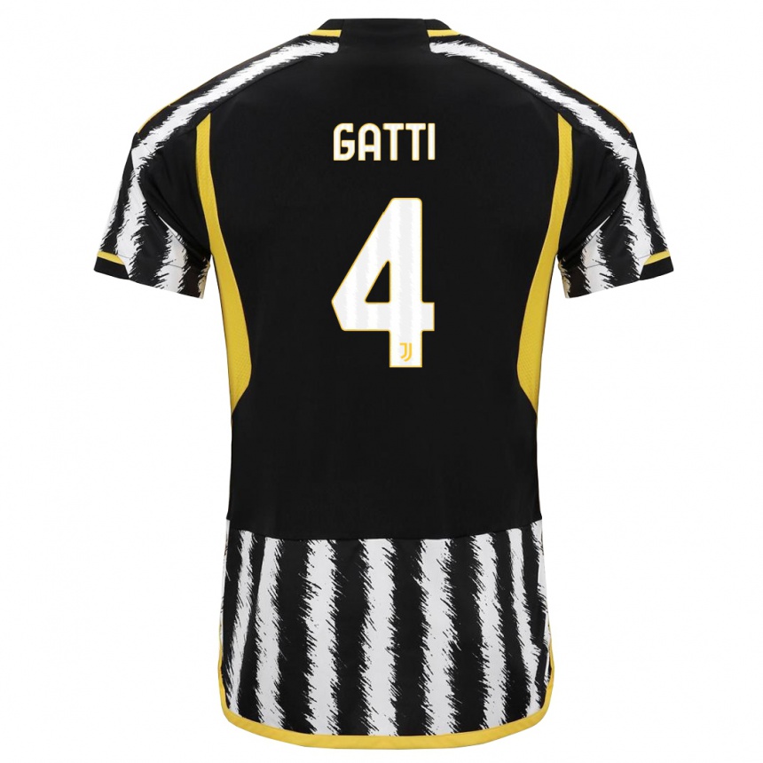 Kids Federico Gatti #4 Black White Home Jersey 2023/24 T-Shirt Canada