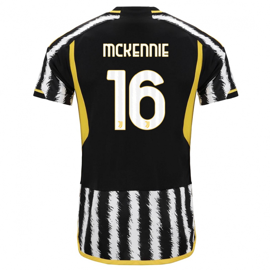 Enfant Football Maillot Weston Mckennie #16 Noir Blanc Tenues Domicile 2023/24 Canada