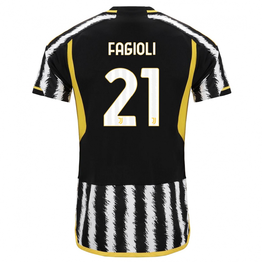 Enfant Football Maillot Nicolo Fagioli #21 Noir Blanc Tenues Domicile 2023/24 Canada