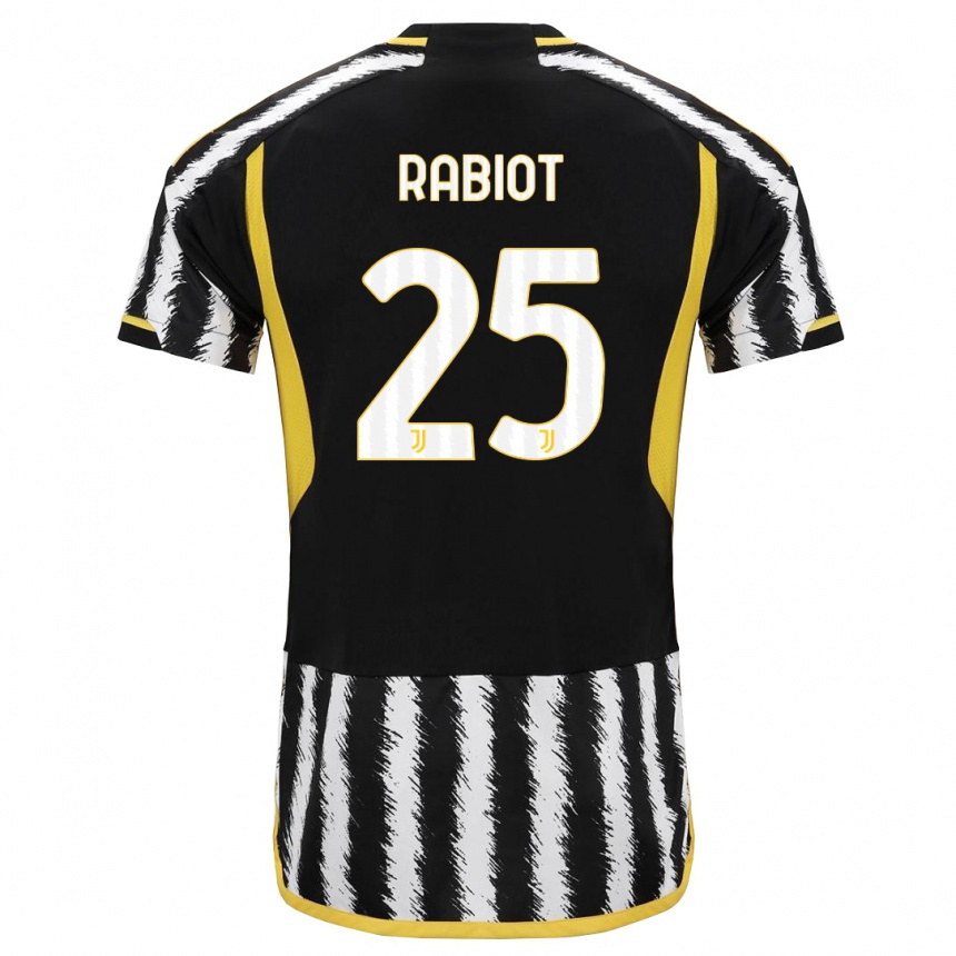 Enfant Football Maillot Adrien Rabiot #25 Noir Blanc Tenues Domicile 2023/24 Canada