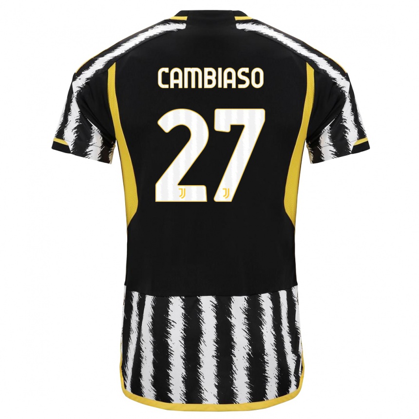 Kids Andrea Cambiaso #27 Black White Home Jersey 2023/24 T-Shirt Canada