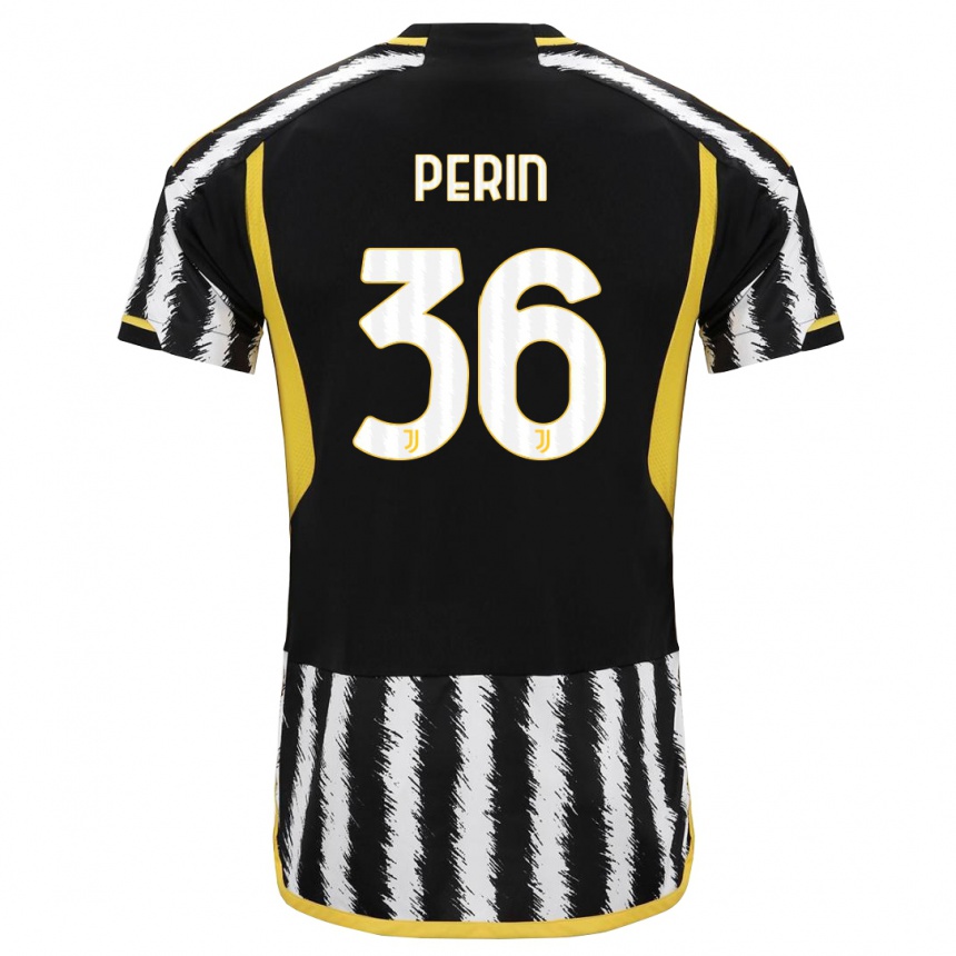 Kids  Mattia Perin #36 Black White Home Jersey 2023/24 T-Shirt Canada