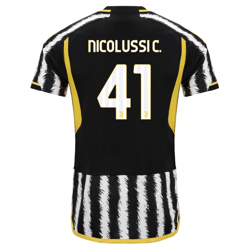 Kids  Hans Nicolussi Caviglia #41 Black White Home Jersey 2023/24 T-Shirt Canada