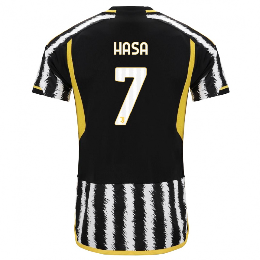 Enfant Football Maillot Luis Hasa #7 Noir Blanc Tenues Domicile 2023/24 Canada