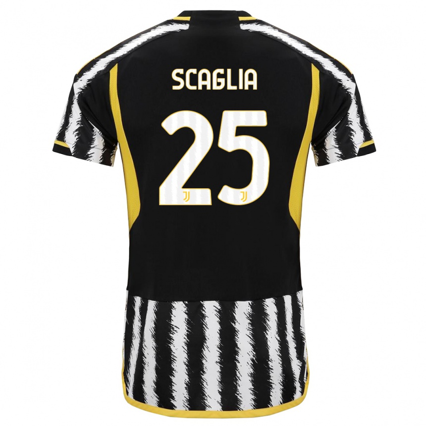 Kids  Simone Scaglia #25 Black White Home Jersey 2023/24 T-Shirt Canada