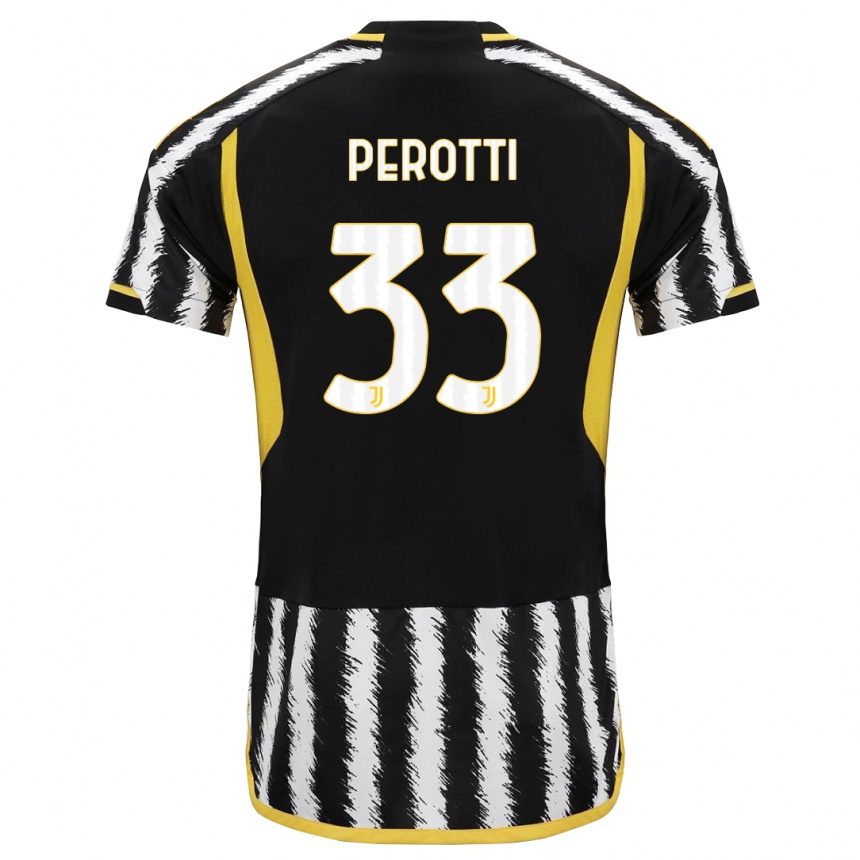 Kids  Clemente Perotti #33 Black White Home Jersey 2023/24 T-Shirt Canada