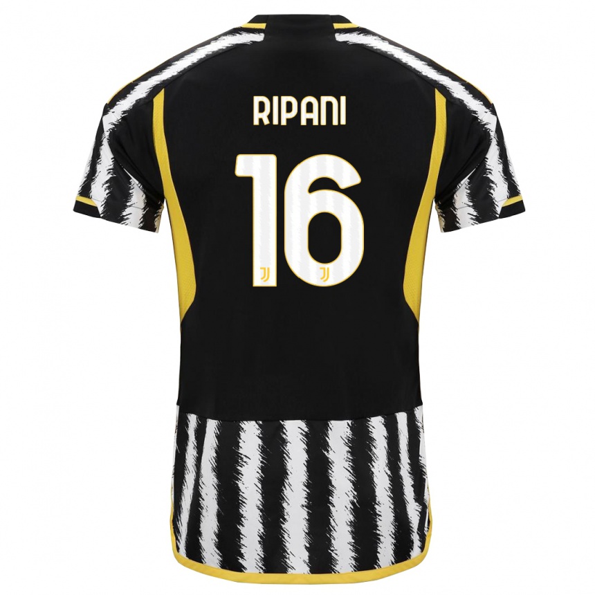 Kids  Diego Ripani #16 Black White Home Jersey 2023/24 T-Shirt Canada