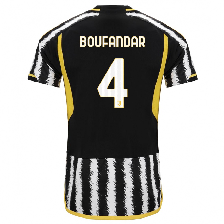 Kids Adam Boufandar #4 Black White Home Jersey 2023/24 T-Shirt Canada