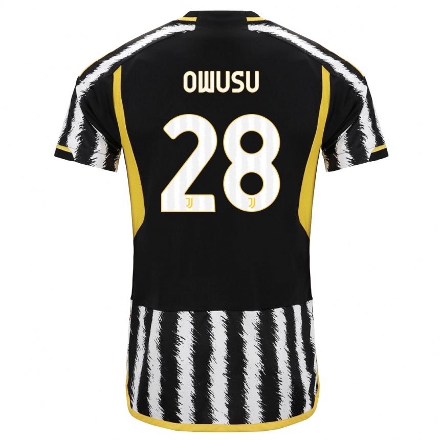 Kids  Augusto Owusu #28 Black White Home Jersey 2023/24 T-Shirt Canada