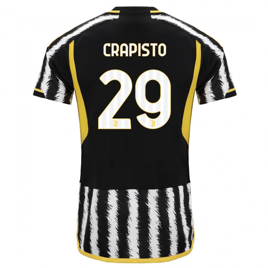 Kids Francesco Crapisto #29 Black White Home Jersey 2023/24 T-Shirt Canada