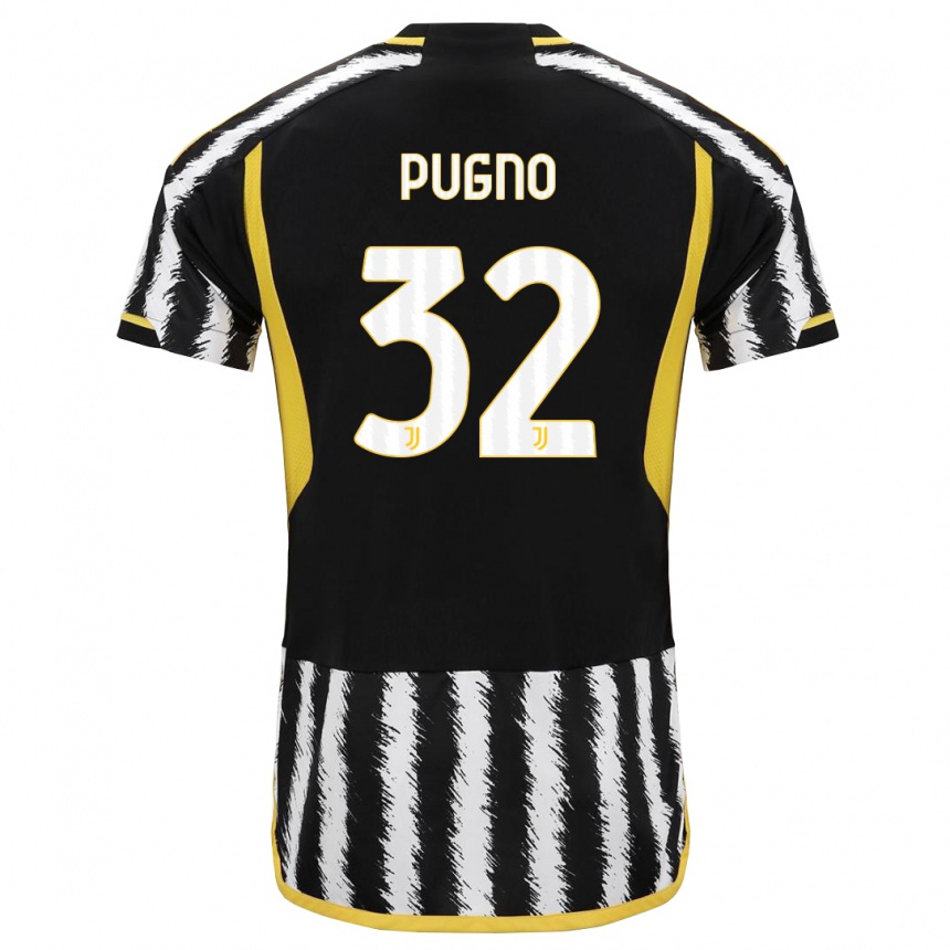 Kids Diego Pugno #32 Black White Home Jersey 2023/24 T-Shirt Canada