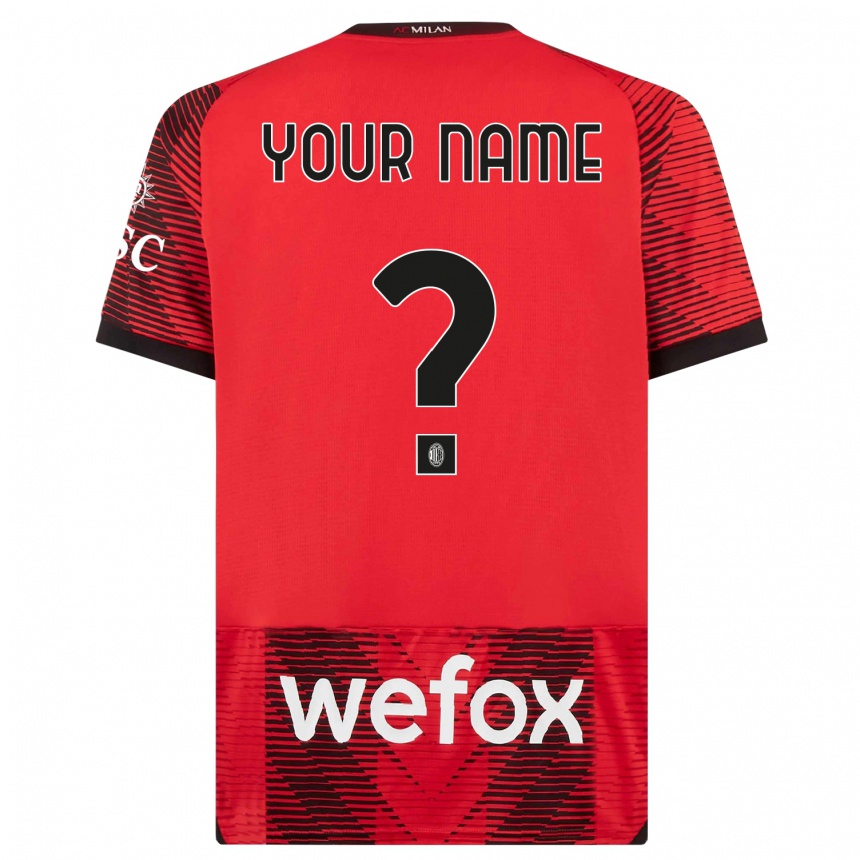 Kids  Your Name #0 Red  Black Home Jersey 2023/24 T-Shirt Canada