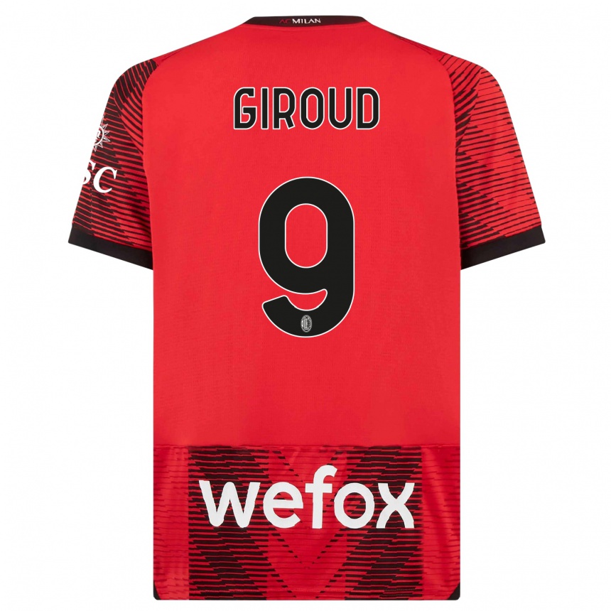 Kids  Olivier Giroud #9 Red  Black Home Jersey 2023/24 T-Shirt Canada