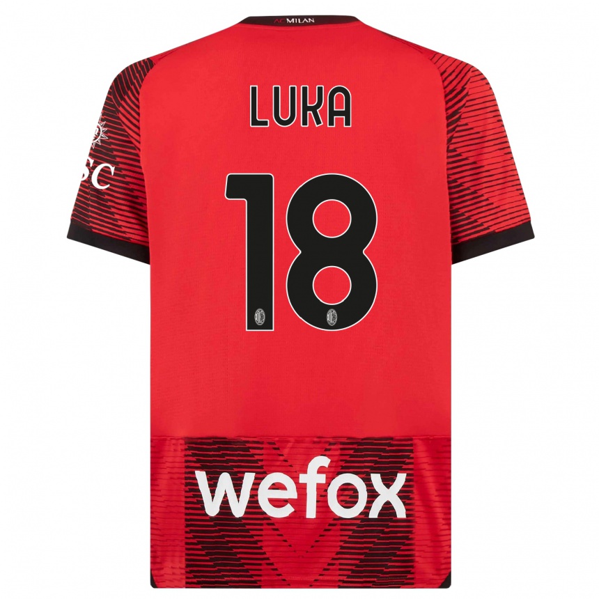 Kids Luka Romero #18 Red Black Home Jersey 2023/24 T-Shirt Canada