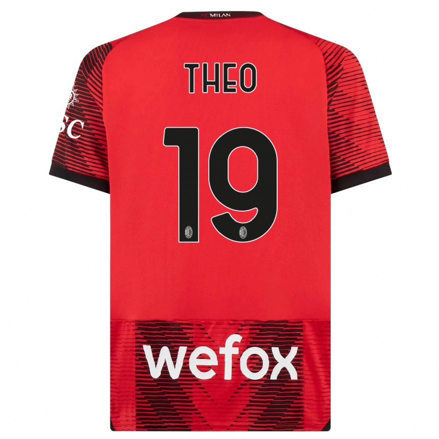 Enfant Football Maillot Theo Hernandez #19 Rouge Noir Tenues Domicile 2023/24 Canada