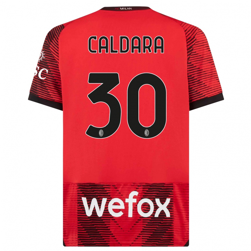 Kids Mattia Caldara #30 Red Black Home Jersey 2023/24 T-Shirt Canada