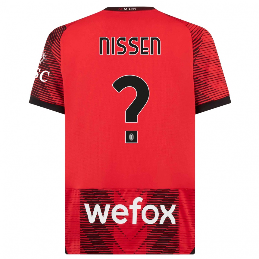 Kids Fredrik Nissen #0 Red Black Home Jersey 2023/24 T-Shirt Canada