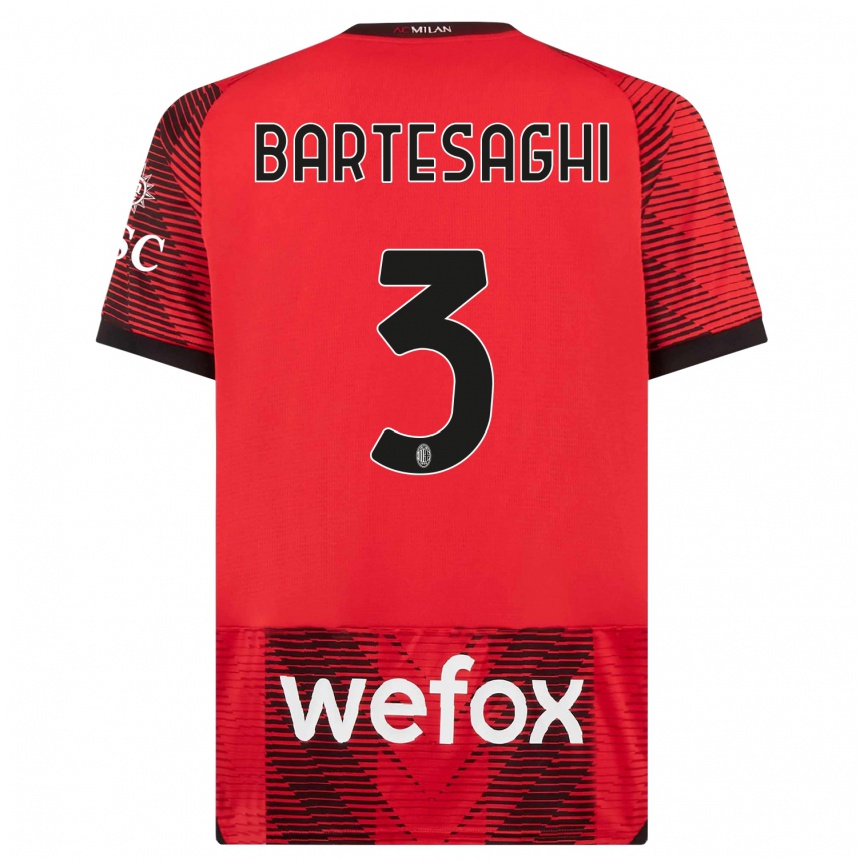 Enfant Football Maillot Davide Bartesaghi #3 Rouge Noir Tenues Domicile 2023/24 Canada