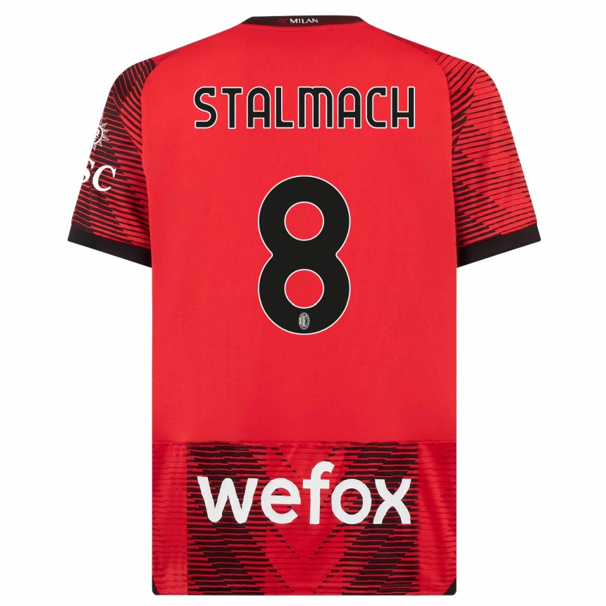 Kids  Dariusz Stalmach #8 Red  Black Home Jersey 2023/24 T-Shirt Canada