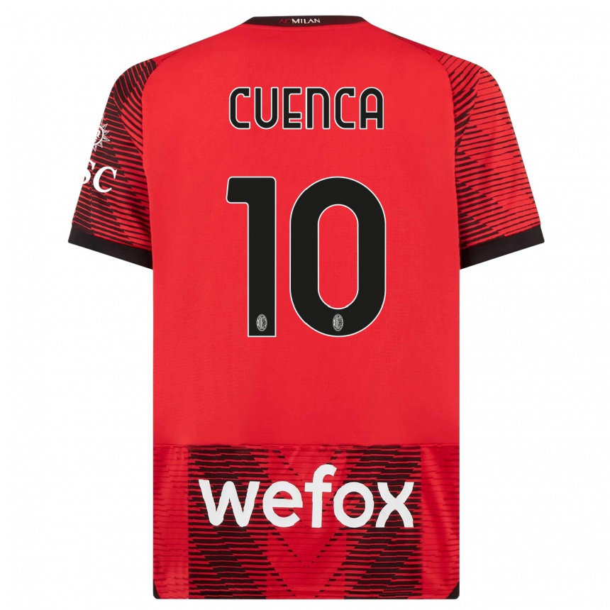 Kids Hugo Cuenca #10 Red Black Home Jersey 2023/24 T-Shirt Canada