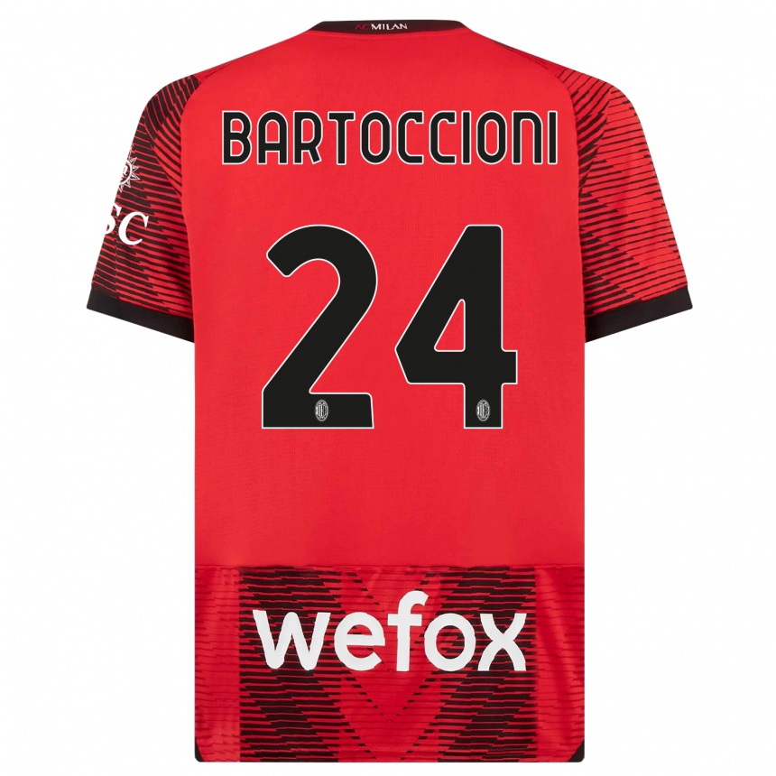 Kids Andrea Bartoccioni #24 Red Black Home Jersey 2023/24 T-Shirt Canada