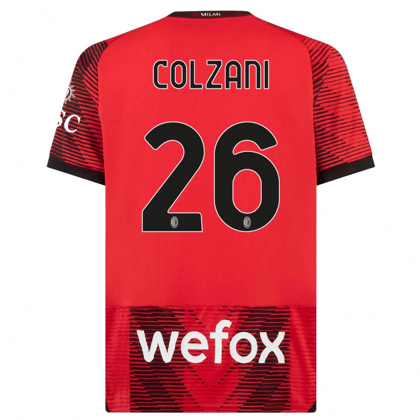 Kids  Edoardo Colzani #26 Red  Black Home Jersey 2023/24 T-Shirt Canada