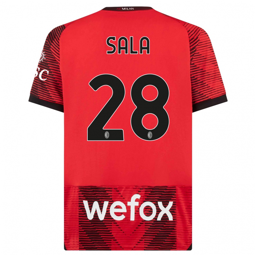 Kids Emanuele Sala #28 Red Black Home Jersey 2023/24 T-Shirt Canada