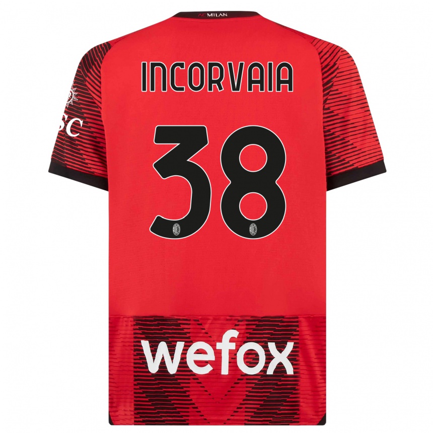 Enfant Football Maillot Giovanni Incorvaia #38 Rouge Noir Tenues Domicile 2023/24 Canada