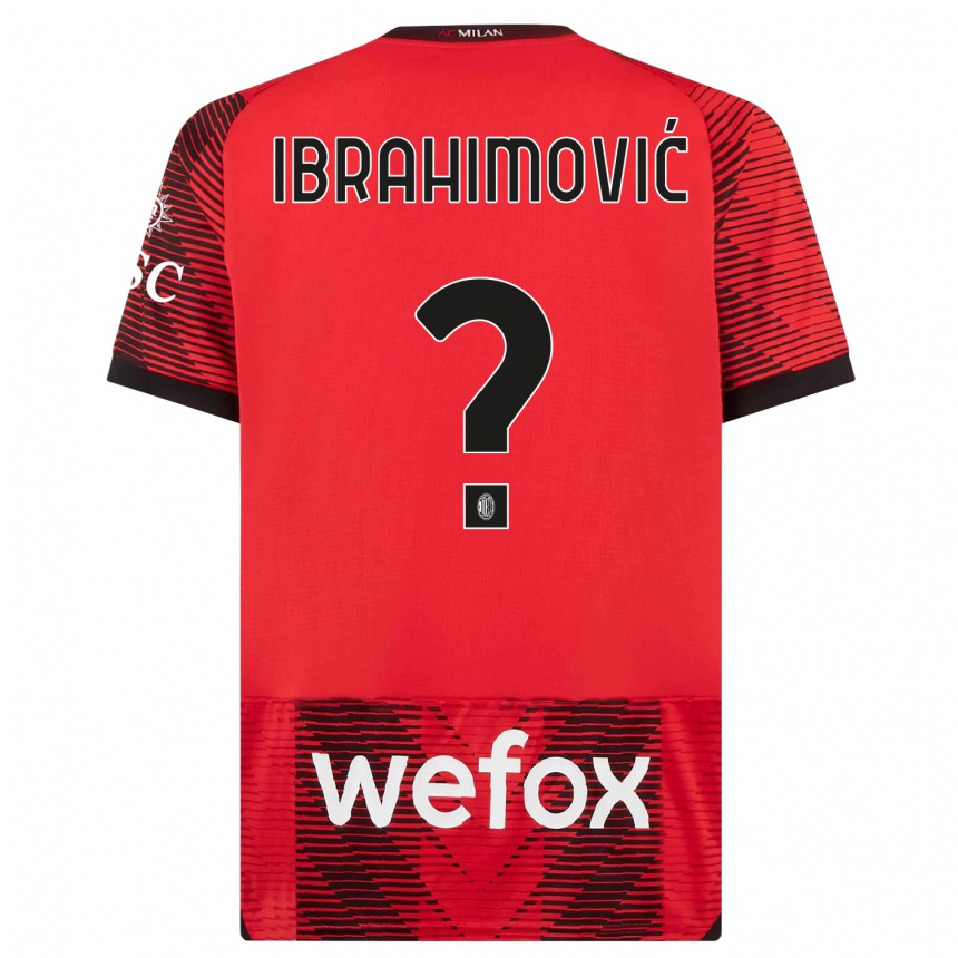 Kids  Maximilian Ibrahimović #0 Red  Black Home Jersey 2023/24 T-Shirt Canada