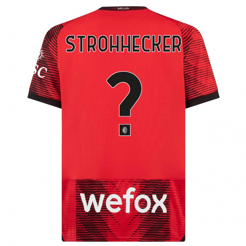 Enfant Football Maillot Riccardo Strohhecker #0 Rouge Noir Tenues Domicile 2023/24 Canada